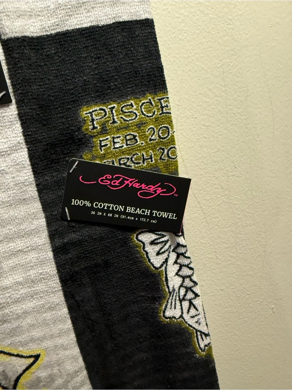 Ed Hardy flash tattoo Iconic horoscope signs print  cotton beach towel BNWT